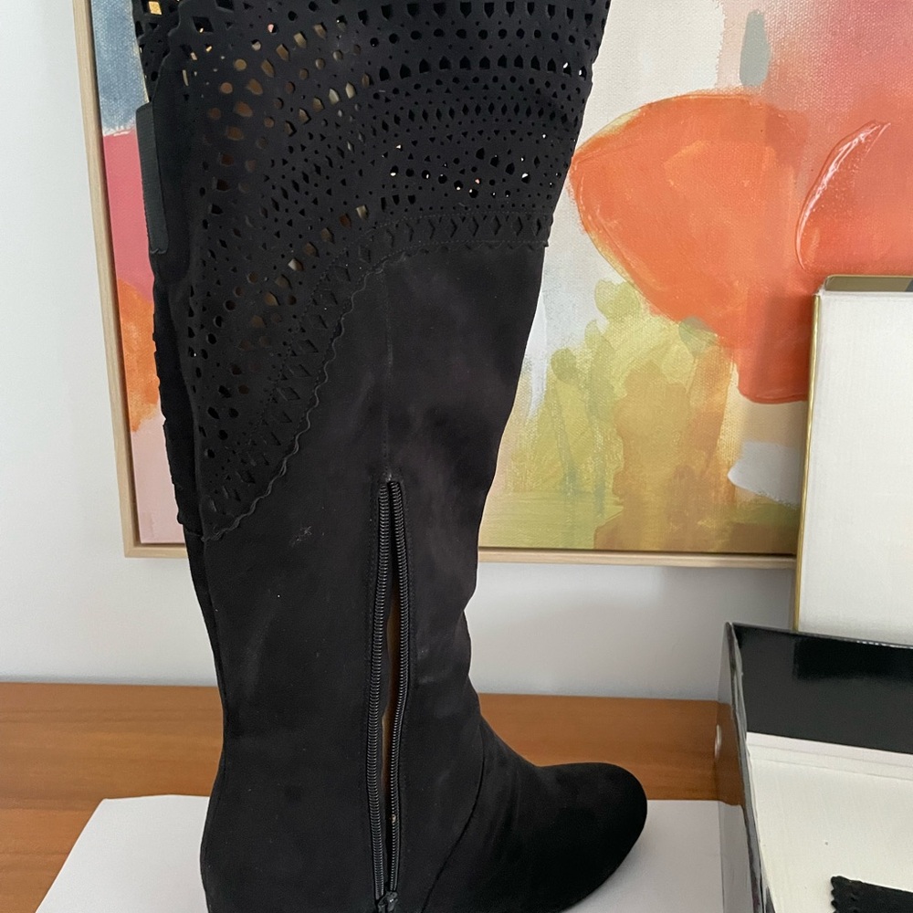 Joan Boyce Black Suede Over the Knee Boots - Picture 3 of 7